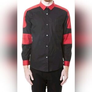 $278 Marc By Marc Jacobs Men's Color Block Shirt, Black/Red Men's Multiple Sizes